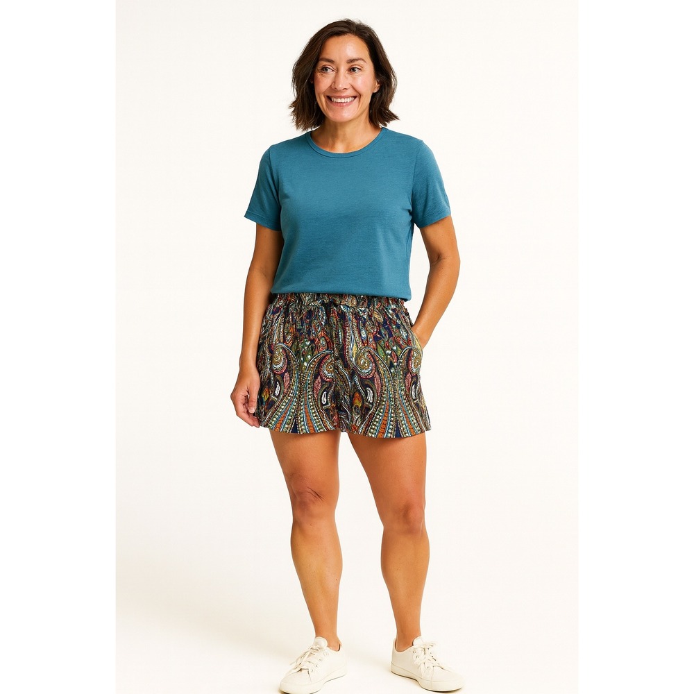 Jude Connally Womens Paisley Print Elastic Waist Shorts Multicolor Size L USA